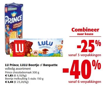 Promoties Lu prince, lulu beertje of barquette volledig assortiment - Huismerk - Colruyt - Geldig van 08/05/2024 tot 21/05/2024 bij Colruyt