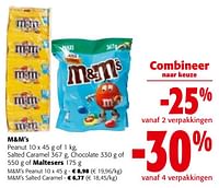Promoties M+m`s peanut salted caramel chocolate - M&M 's - Geldig van 08/05/2024 tot 21/05/2024 bij Colruyt