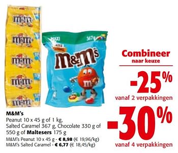 Promotions M+m`s peanut salted caramel chocolate - M&M 's - Valide de 08/05/2024 à 21/05/2024 chez Colruyt