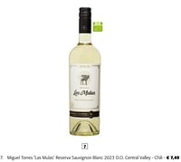 Miguel torres `las mulas` reserva sauvignon blanc 2023 d.o. central valley - chili-Witte wijnen
