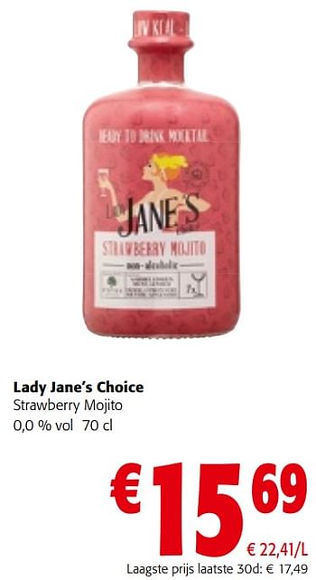 Promotions Lady jane`s choice strawberry mojito - Lady Jane's - Valide de 08/05/2024 à 21/05/2024 chez Colruyt