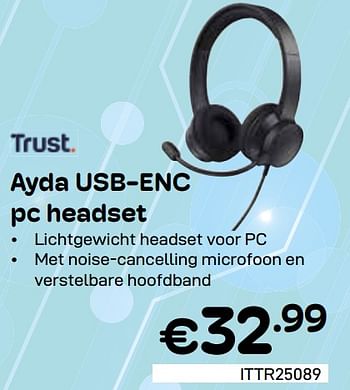 Promotions Ayda usb enc pc headset - Trust - Valide de 01/05/2024 à 31/05/2024 chez Compudeals