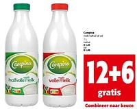 Promoties Campina melk halfvol of vol - Campina - Geldig van 08/05/2024 tot 21/05/2024 bij Colruyt
