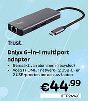 Promoties Dalyx 6 in 1 multiport adapter - Trust - Geldig van 01/05/2024 tot 31/05/2024 bij Compudeals