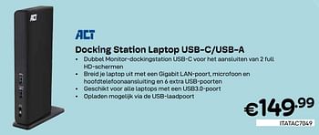 Promotions Docking station laptop usb-c usb-a - ACT - Valide de 01/05/2024 à 31/05/2024 chez Compudeals