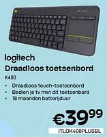 Promoties Draadloos toetsenbord k400 - Logitech - Geldig van 01/05/2024 tot 31/05/2024 bij Compudeals