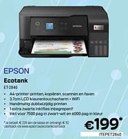 Promoties Epson ecotank et-2840 - Epson - Geldig van 01/05/2024 tot 31/05/2024 bij Compudeals