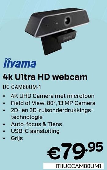 Promoties Iiyama 4k ultra hd webcam uc cam80um-1 - Iiyama - Geldig van 01/05/2024 tot 31/05/2024 bij Compudeals