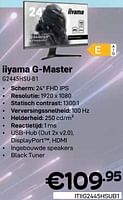 Promoties Iiyama g master g2445hsu-b1 - Iiyama - Geldig van 01/05/2024 tot 31/05/2024 bij Compudeals