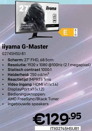 Promoties Iiyama g master g2745hsu-b1 - Iiyama - Geldig van 01/05/2024 tot 31/05/2024 bij Compudeals