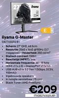 Promoties Iiyama g master gb2745qsu-b1 - Iiyama - Geldig van 01/05/2024 tot 31/05/2024 bij Compudeals