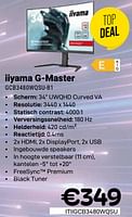 Promoties Iiyama g master gcb3480wqsu-b1 - Iiyama - Geldig van 01/05/2024 tot 31/05/2024 bij Compudeals