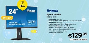 Promoties Iiyama iiyama prolite xub2492hsc-b5 - Iiyama - Geldig van 01/05/2024 tot 31/05/2024 bij Compudeals
