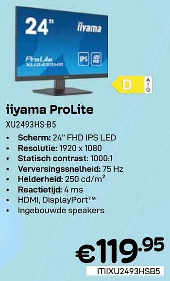 Promoties Iiyama prolite xu2493hs-b5 - Iiyama - Geldig van 01/05/2024 tot 31/05/2024 bij Compudeals