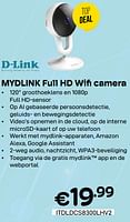 Promoties Mydlink full hd wifi camera - D-Link - Geldig van 01/05/2024 tot 31/05/2024 bij Compudeals
