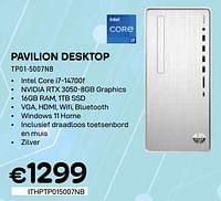 Promoties Pavilion desktop tp01-5007nb - HP - Geldig van 01/05/2024 tot 31/05/2024 bij Compudeals
