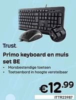 Promoties Primo keyboard en muis set be - Trust - Geldig van 01/05/2024 tot 31/05/2024 bij Compudeals