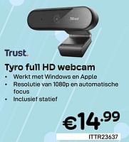Promoties Tyro full hd webcam - Trust - Geldig van 01/05/2024 tot 31/05/2024 bij Compudeals