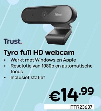 Promoties Tyro full hd webcam - Trust - Geldig van 01/05/2024 tot 31/05/2024 bij Compudeals