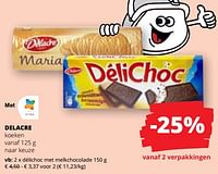 Promoties Délichoc met melkchocolade - Delacre - Geldig van 09/05/2024 tot 22/05/2024 bij Spar (Colruytgroup)