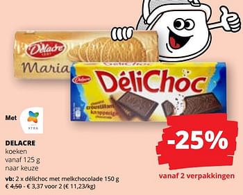 Promotions Délichoc met melkchocolade - Delacre - Valide de 09/05/2024 à 22/05/2024 chez Spar (Colruytgroup)