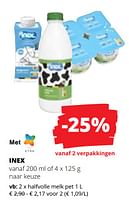 Promoties Halfvolle melk pet - Inex - Geldig van 09/05/2024 tot 22/05/2024 bij Spar (Colruytgroup)