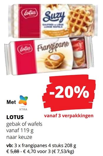 Promotions Lotus gebak of wafels frangipanes - Lotus Bakeries - Valide de 09/05/2024 à 22/05/2024 chez Spar (Colruytgroup)