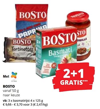 Promoties Basmatirijst - Bosto - Geldig van 09/05/2024 tot 22/05/2024 bij Spar (Colruytgroup)
