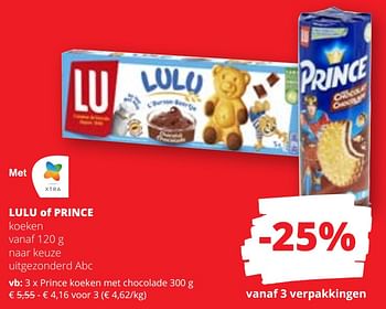 Promotions Prince koeken met chocolade - Lu - Valide de 09/05/2024 à 22/05/2024 chez Spar (Colruytgroup)