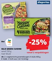 Promoties Vegetarische groenteburgers - Iglo - Geldig van 09/05/2024 tot 22/05/2024 bij Spar (Colruytgroup)