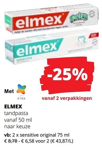 Promotions Elmex tandpasta sensitive original - Elmex - Valide de 09/05/2024 à 22/05/2024 chez Spar (Colruytgroup)