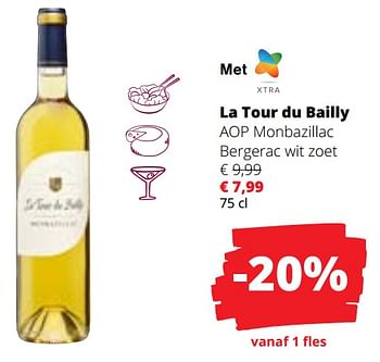 Promotions La tour du bailly aop monbazillac bergerac wit zoet - Vins blancs - Valide de 09/05/2024 à 22/05/2024 chez Spar (Colruytgroup)
