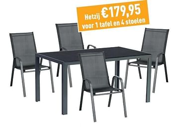 Promoties 1 tafel en 4 stoelen - Huismerk - Trafic  - Geldig van 15/05/2024 tot 19/05/2024 bij Trafic