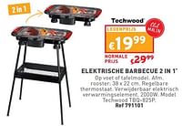 Promoties Elektrische barbecue 2 in 1 techwood tbq-825p - Techwood - Geldig van 15/05/2024 tot 19/05/2024 bij Trafic