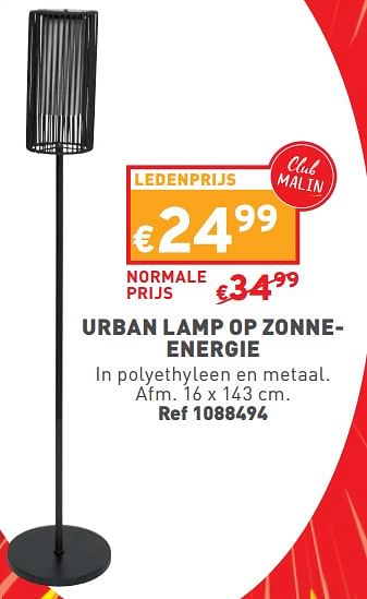 Promoties Urban lamp op zonneenergie - Urban - Geldig van 15/05/2024 tot 19/05/2024 bij Trafic