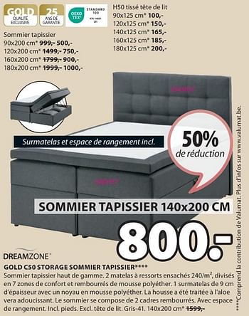 Promotions Gold c50 storage sommier tapissier - DreamZone - Valide de 06/05/2024 à 19/05/2024 chez Jysk
