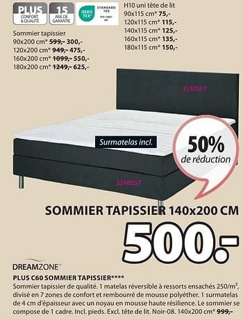 Promotions Plus c60 sommier tapissier - DreamZone - Valide de 06/05/2024 à 19/05/2024 chez Jysk