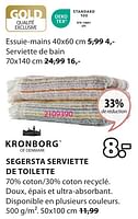 Promotions Segersta serviette de toilette - Kronborg - Valide de 06/05/2024 à 19/05/2024 chez Jysk