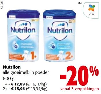 Promoties Nutrilon alle groeimelk in poeder - Nutrilon - Geldig van 08/05/2024 tot 21/05/2024 bij Colruyt