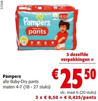 Promoties Pampers alle baby-dry pants - Pampers - Geldig van 08/05/2024 tot 21/05/2024 bij Colruyt