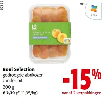 Promoties Boni selection gedroogde abrikozen zonder pit - Boni - Geldig van 08/05/2024 tot 21/05/2024 bij Colruyt