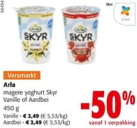 Promoties Arla magere yoghurt skyr vanille of aardbei - Arla - Geldig van 08/05/2024 tot 21/05/2024 bij Colruyt