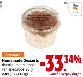 Promoties Homemade desserts tiramisu met crumble van speculoos - Homemade Desserts - Geldig van 08/05/2024 tot 21/05/2024 bij Colruyt
