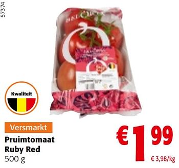 Promotions Pruimtomaat ruby red - Produit maison - Colruyt - Valide de 08/05/2024 à 21/05/2024 chez Colruyt