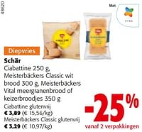 Promoties Schär ciabattine meisterbäckers classic wit brood meisterbäckers vital meergranenbrood of keizerbroodjes - Schar - Geldig van 08/05/2024 tot 21/05/2024 bij Colruyt