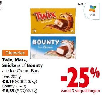 Promoties Twix, mars, snickers of bounty alle ice cream bars - Huismerk - Colruyt - Geldig van 08/05/2024 tot 21/05/2024 bij Colruyt