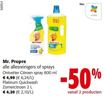 Promoties Mr. propre alle allesreinigers of sprays - Mr. Proper - Geldig van 08/05/2024 tot 21/05/2024 bij Colruyt