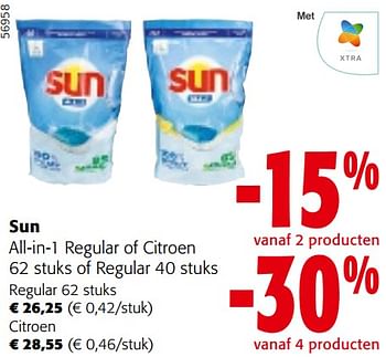 Promoties Sun all-in-1 regular of citroen of regular - Sun - Geldig van 08/05/2024 tot 21/05/2024 bij Colruyt