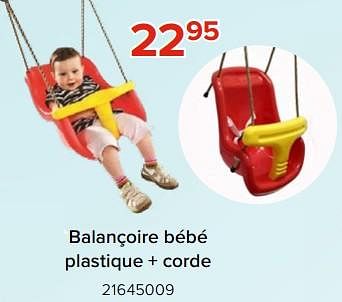 Promoties Balançoire bébé plastique + corde - Huismerk - Euroshop - Geldig van 03/05/2024 tot 09/06/2024 bij Euro Shop