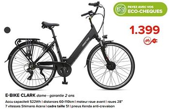 Promoties E-bike clark dame - garantie 2 ans - Prestige Fietsen - Geldig van 03/05/2024 tot 09/06/2024 bij Euro Shop